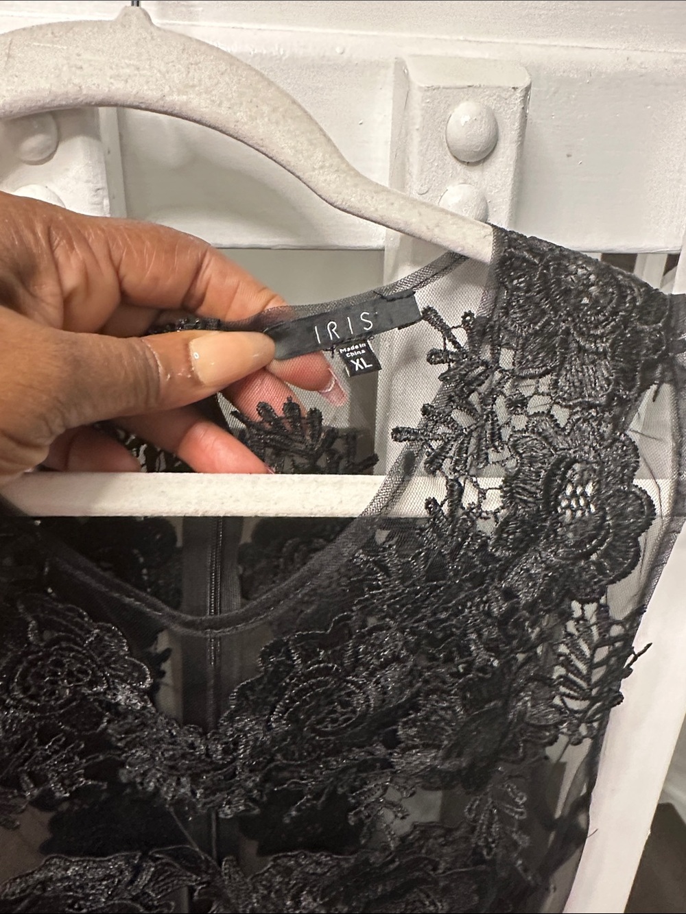 iris Black Sheer Floral Appliqué Jumpsuit - Picture 3 of 6
